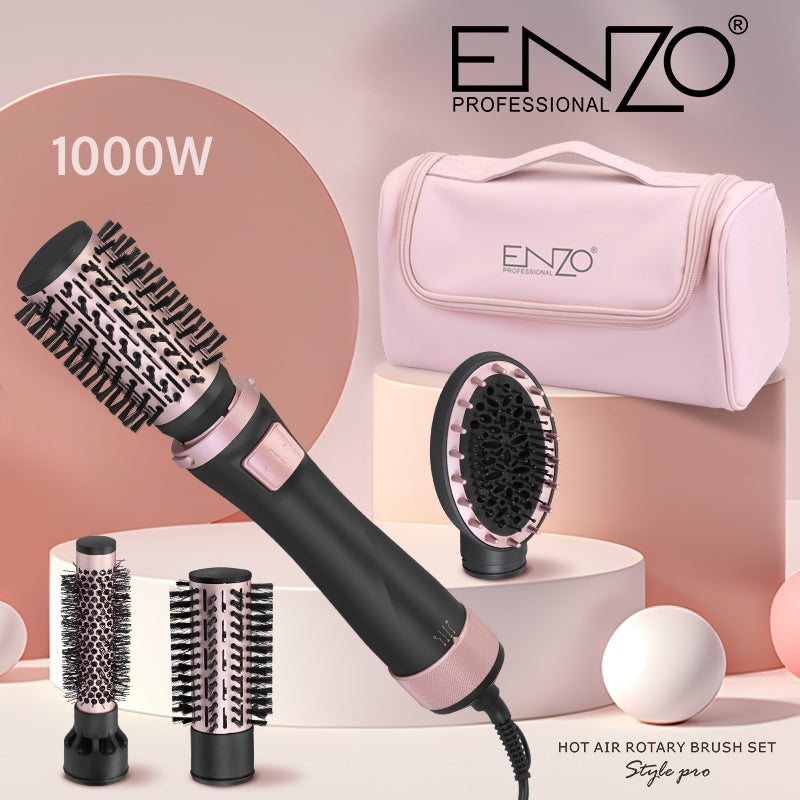 Brosse Coiffante 4 En 1 À Air Chaud avec Accessoires Avec Réglage Température Et Vitesse Enzo EN-756