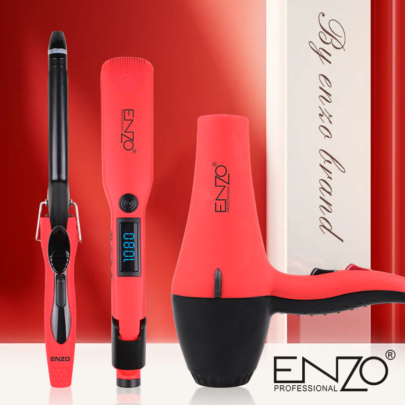 ENZO PROFESSIONAL Pack 3 en 1 séchoir + lisseur + Boucleur En-6306 | باقة تصفيف الشعر المقدمة من انزو