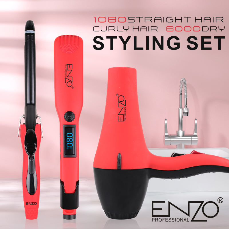 ENZO PROFESSIONAL Pack 3 en 1 séchoir + lisseur + Boucleur En-6306 | باقة تصفيف الشعر المقدمة من انزو