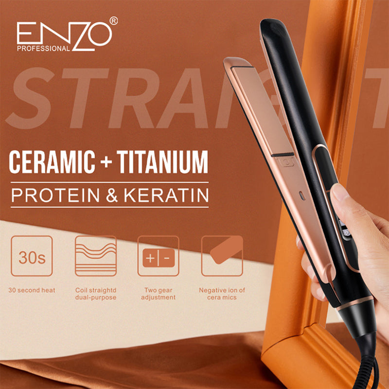 Lisseur En Panneau Céramique Et Titane 1280°F Pour Kératine Et Protéine 45W ENZO EN-3328