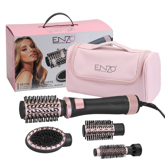 Brosse Coiffante 4 En 1 À Air Chaud avec Accessoires Avec Réglage Température Et Vitesse Enzo EN-756