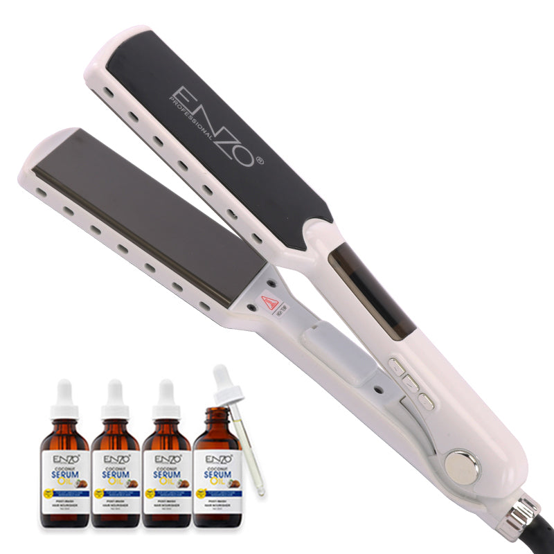 Lisseur nano titanium 1080°F avec 4 Bouteilles D'huile De Coco ENZO EN-5050 |  مكواة فرد الشعر نانو تيتانيوم