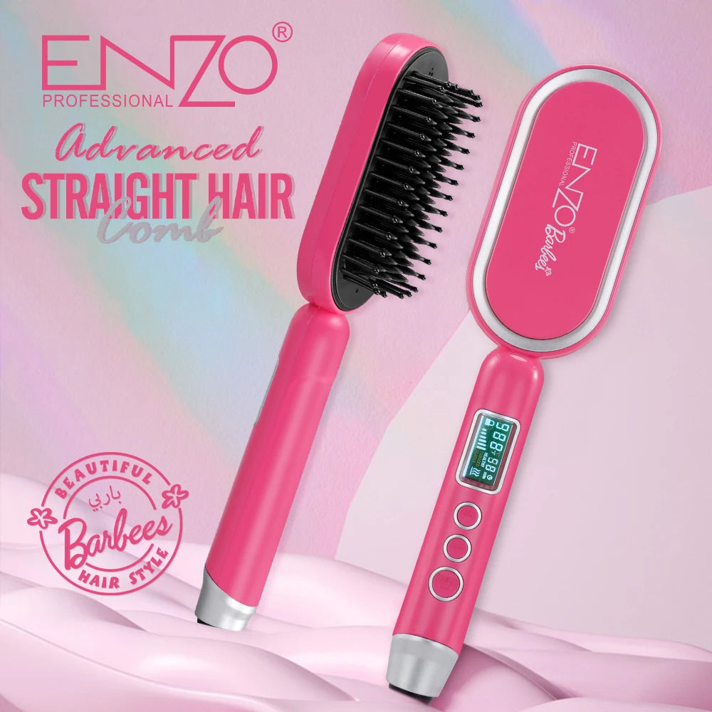 Brosse lissante chauffante ENZO ADVANCED STRAIGHT HAIR COMB Barbie Edition EN-4102X